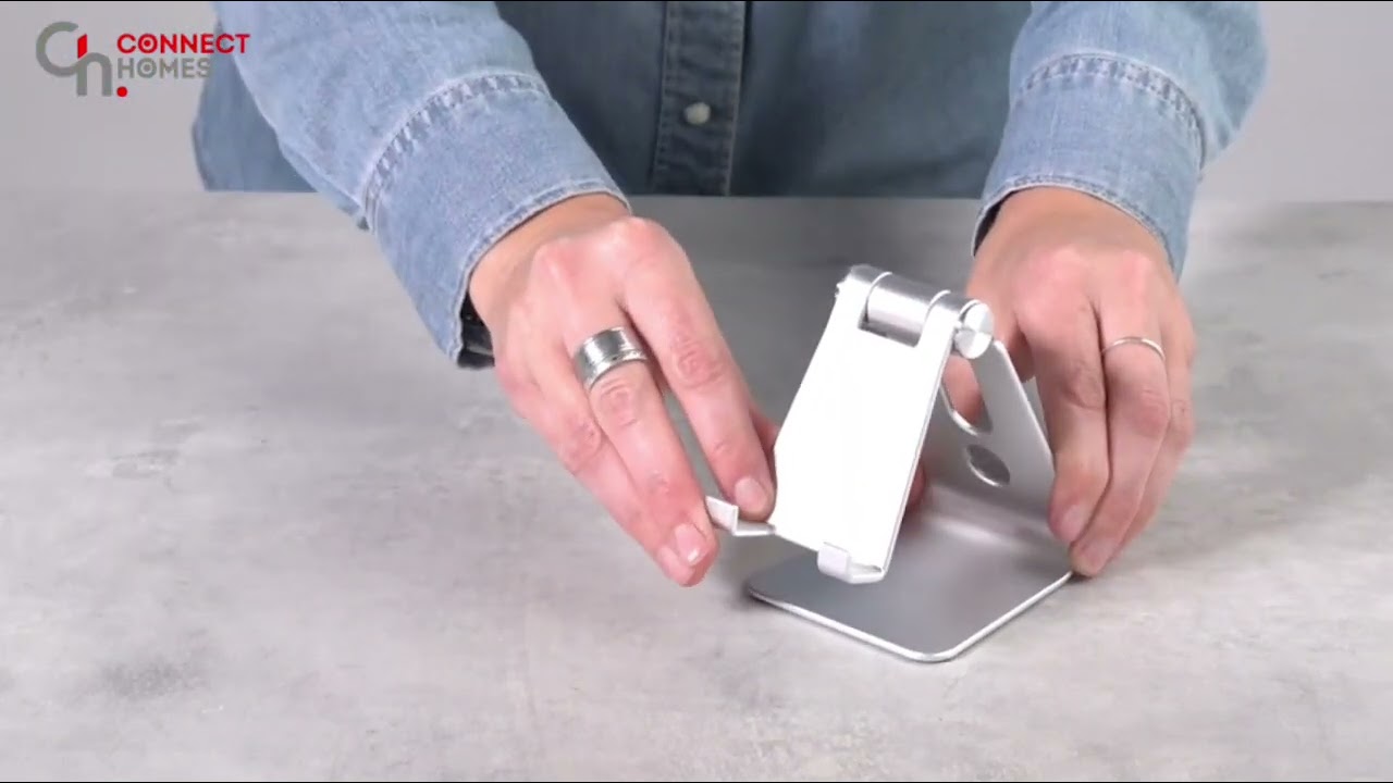 Amazon Basics Adjustable Aluminum Cell Phone Desk Stand for iPhone and Android, Black, 3.3 x 3 x