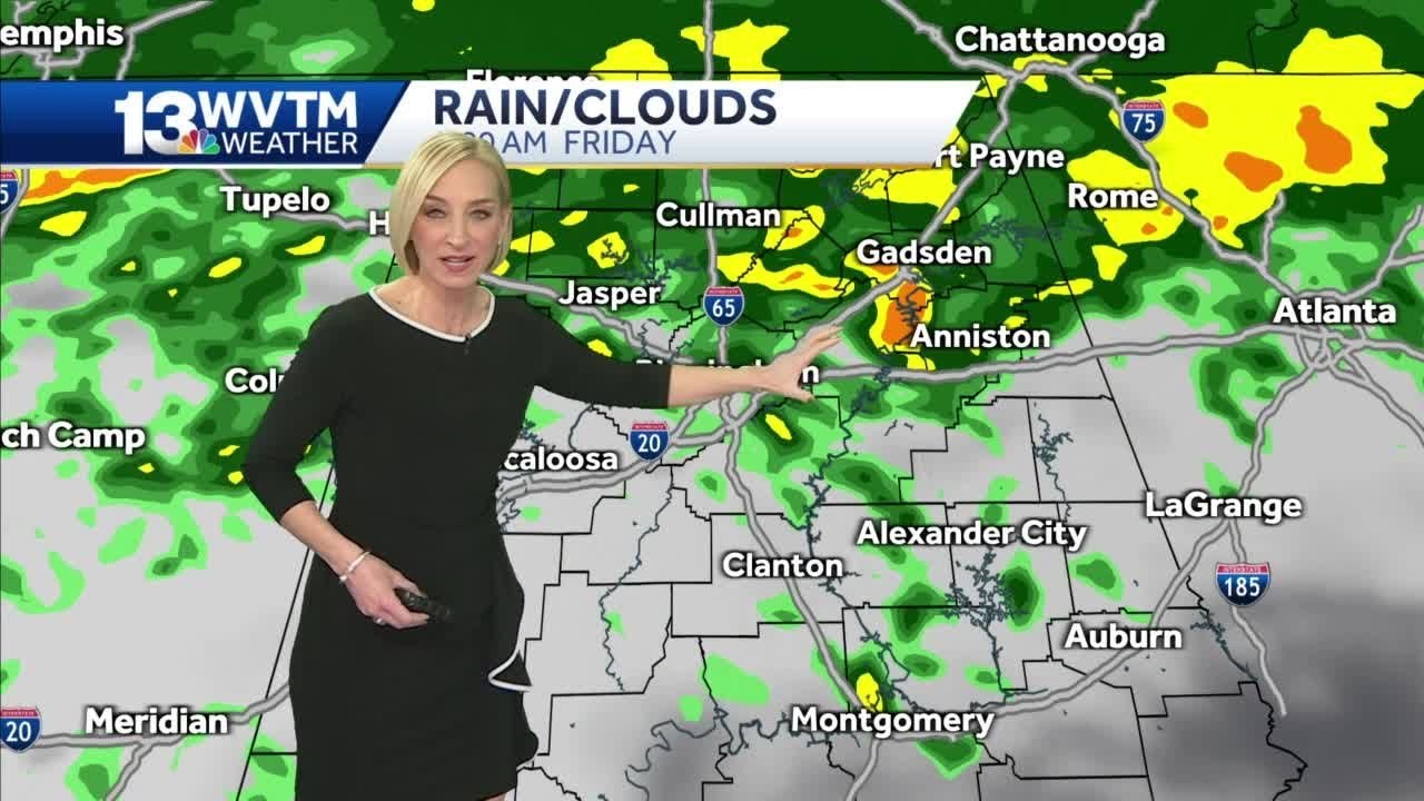 Areas of rain across central Alabama; warm weekend ahead - YouTube