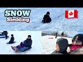 Snow sledding in canada 2024 family day weekend  winter outdoor activities for kids  maalasami