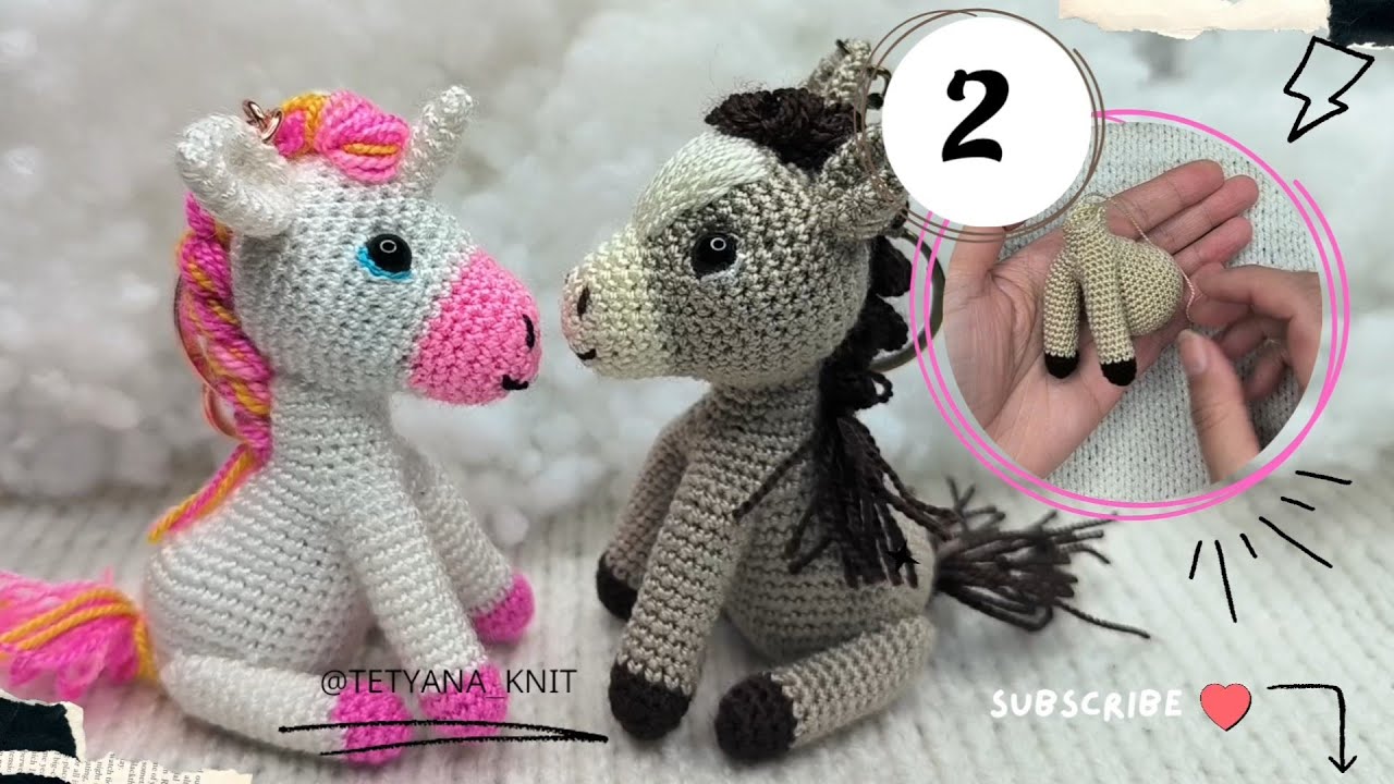 Амигуруми Лошадка-Брелок: Пошаговый МК | Часть 2: Вяжем туловище и ввязываем ножки