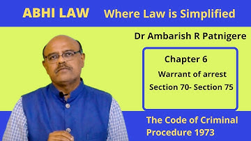 The Code of Criminal Procedure 1973| Chapter 6| Part 13a| Study Law Online | Dr.Ambarish.R.Patnigere