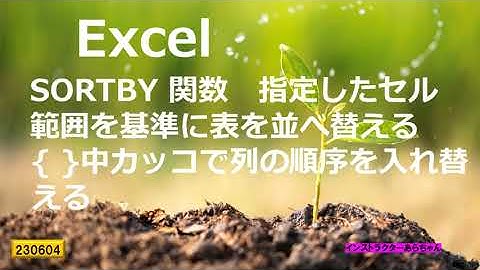 Excel  SORTBY関数 指定したセル範囲を基準に表を並べ替える { } 中カッコで列の順序を入れ替える