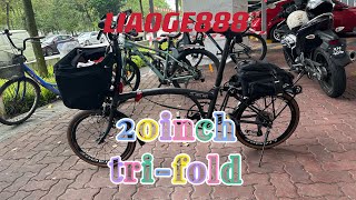 20inch tri-fold bicycle改进版LIAOGE888   升级版  禧玛诺SORA三折自行车外九速更加稳定，具有更强的通过性 LIAOGE bike sg