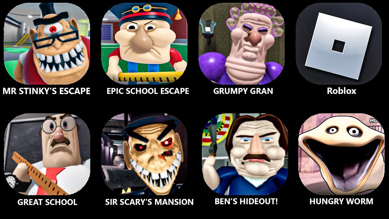 ROBLOX.MR STINKY DETENTION.EPIC SCHOOL ESCAPE.GRUMPY GRAN.GREAT SCHOOL BREAKOUT.HUNGRY WORM PRISON.