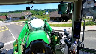 Cab View | John Deere 6R | Silage Bale Driving in Slovenia