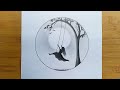 How to draw Alone Girl Swinging in a tree || Pencil Sketch Step by Step