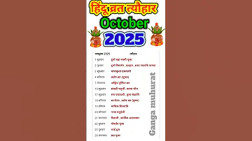 October Festival List 2025 व रत त य ह र ल स ट अक ट बर 2025 
