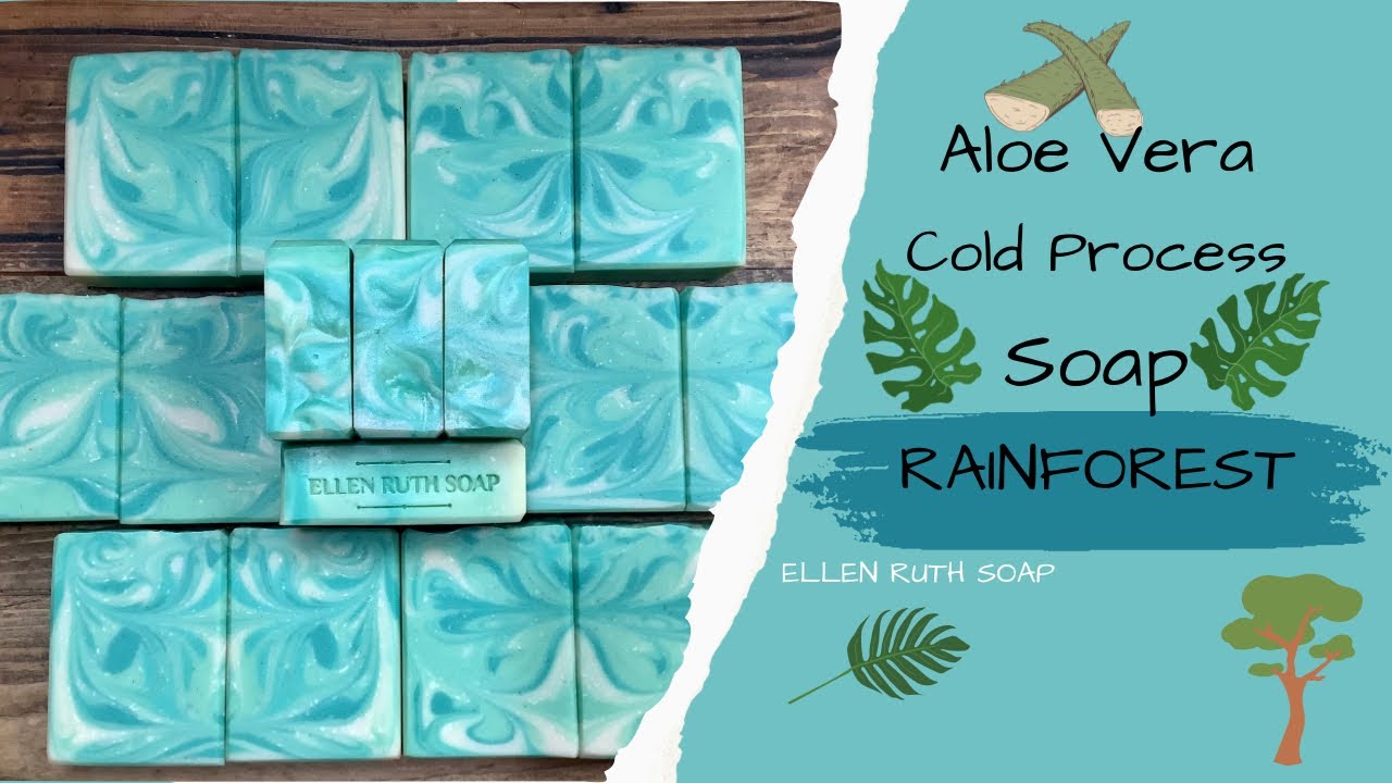 Making 🩵 RAINFOREST 💚 Aloe Vera Cold Process Soap + How to Clean Soapy