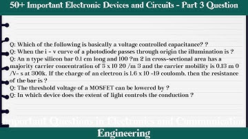 MCQ Questions Electronic Devices and Circuits - Part 3 with Answers