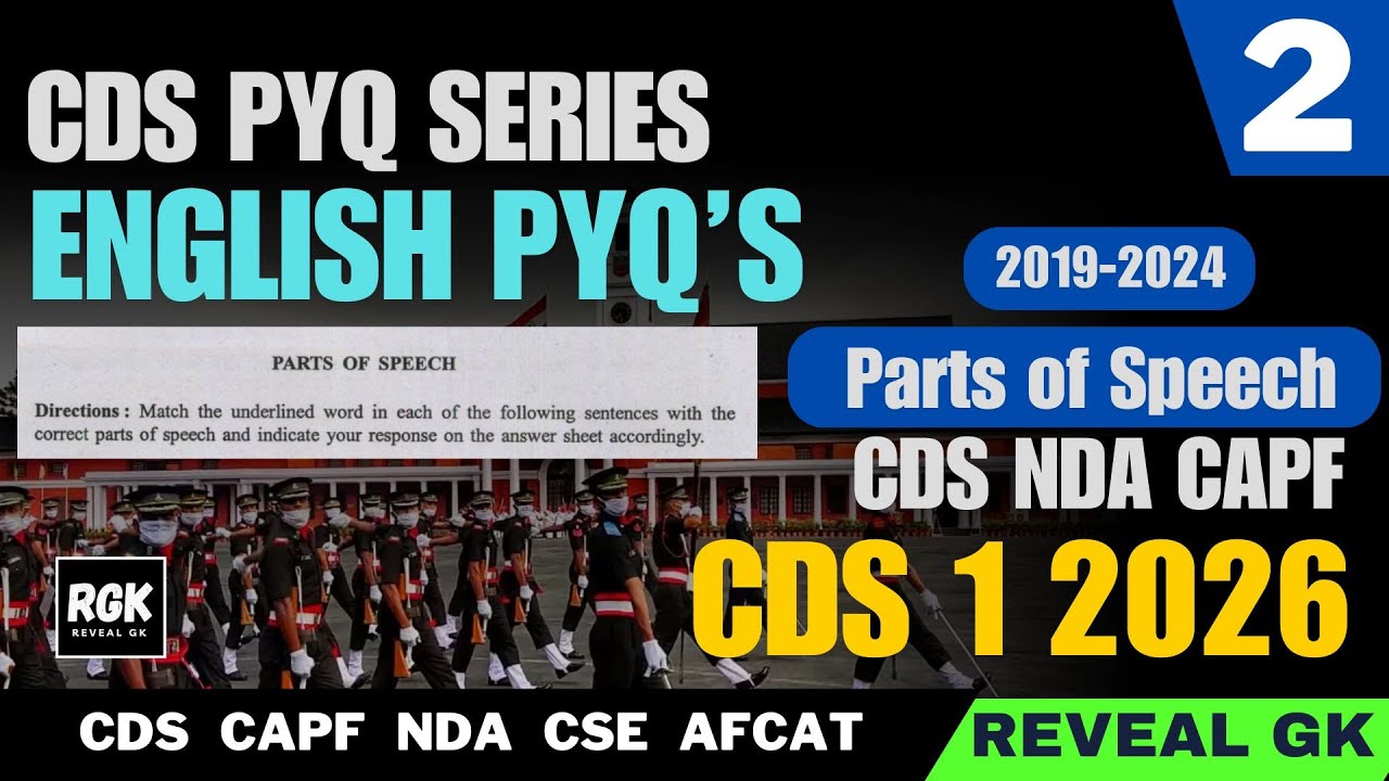 CDS English PYQs for CDS 1 2026 | Parts of Speech Questions | Part 2 ...