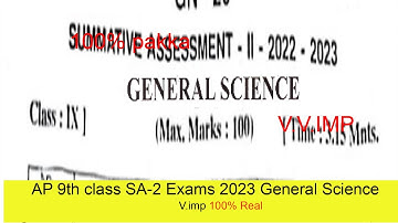 AP 9th class sa2 science 💯real question paper 2022-23 | class 9th science sa2 Answer key 2023