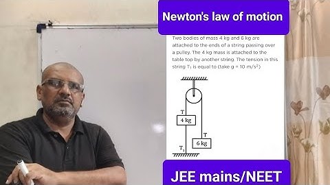 Two bodies of mass 4 kg and 6 kg are attached to the ends of a string passing over a pulley. The 4