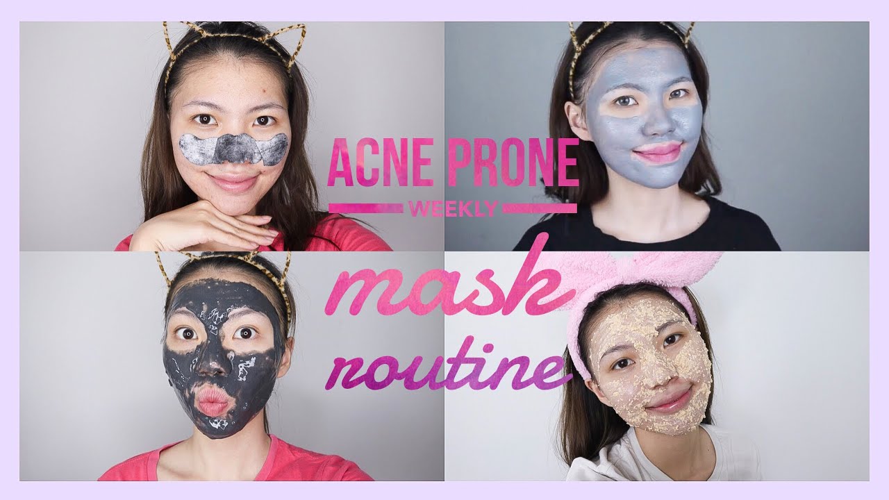 UPDATE WEEKLY MASK ROUTINE ACNE PRONE - YouTube