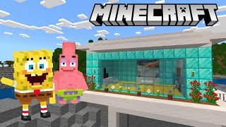 SPONGEBOB AND PATRICK BUILDING A PRO DIAMOND HOUSE in MINECRAFT!