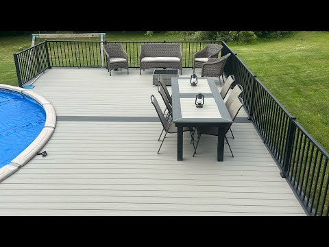 Timelapse of complete deck build with pricing. 20x30’ trex pool deck coming off raised existing deck