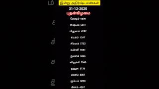 31-12-2025.today lucky numbers Wednesday.