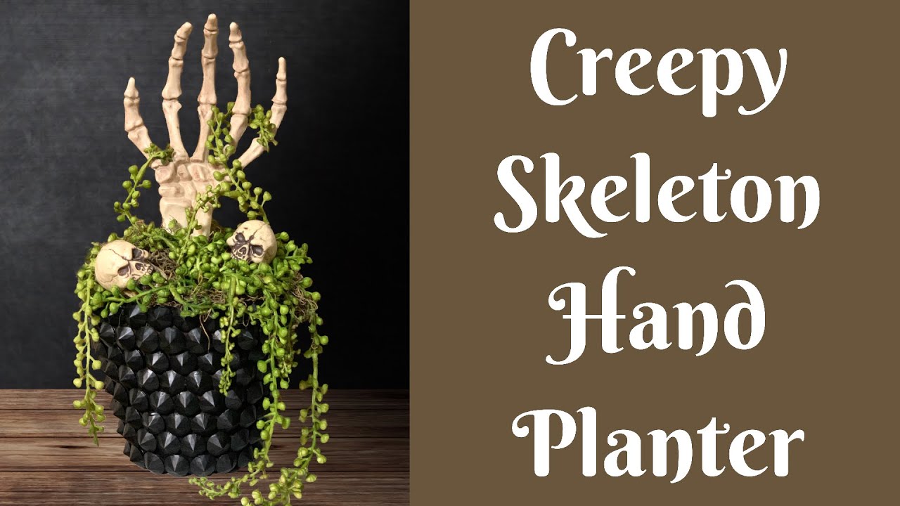 Halloween Crafts Creepy Skeleton Hand Planter Easy Halloween Decor