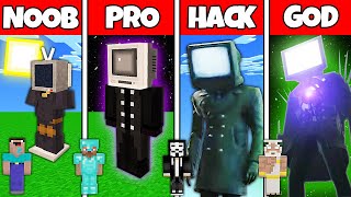 Minecraft Battle: NOOB vs PRO vs HACKER vs GOD! TV MAN SKIBIDI BASE BUILD CHALLENGE Animation