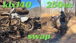 Kawasaki KlX140 250 swap first ride by Cherokee Ronnie 343 views 3 months ago 7 minutes, 19 seconds