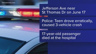 Teen passenger dies after high-speed crash in Newport News
