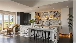"The Obsidian Monolith" Organic Minimalism &amp; Contemporary Kitchen in Modernism #interiordesign
