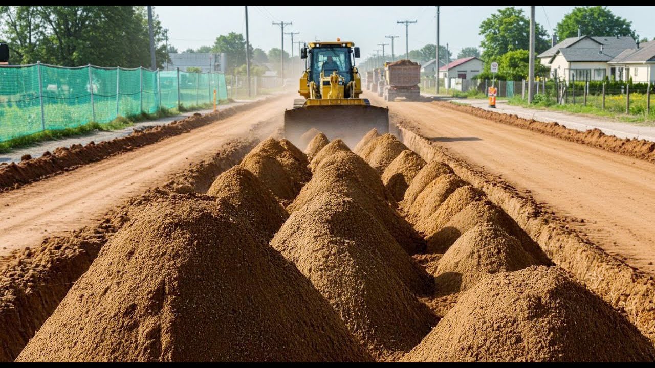 Nicely Coordination Bulldozer Caterpillar D4C Levels Up Red Dirt for National Highway Construction