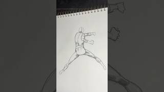 Beginner artist drawing a superhero pose. #shorts