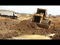 Incredible Bulldozer Heavy Pushing Soil Filling Land and Dump Truck Dumping Soil with Great Activity