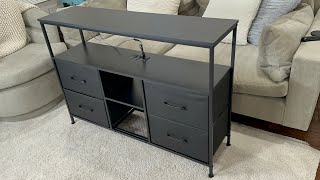 Unboxing & Assembling the Huuger TV Stand Dresser with Power Outlets & LED Lights