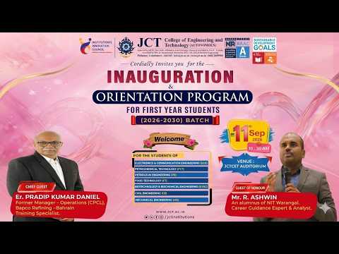 JCTCET  FIRST YEAR INAUGURATION & ORIENTATION PROGRAM - 2026 ( DAY 2 )