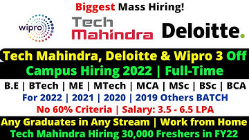 Tech Mahindra Direct Hiring Technical Engineer | Wipro, Deloitte Hiring Analyst Developer Role Apply