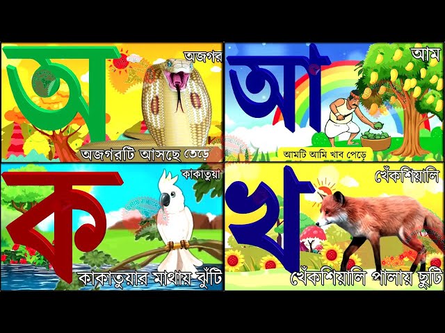 Oi ojogor asche tere,Amti Ami Khabo pede অ'য় অজগর আসছে তেড়ে  Aye Ajagar Bangla Cartoon | ka kha go class=