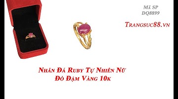 Nhẫn Nữ Đá Ruby Tự Nhiên Đỏ Đậm Sang Trọng Vàng 10k
