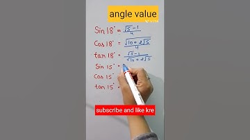 important trigonometry angle value|sin 18,sin 15,cos18,tan18,cos15. #youtubeshorts