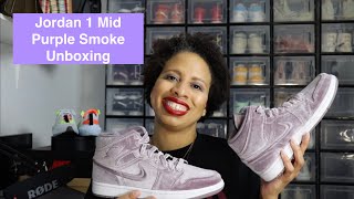 Jordan 1 Mid Purple Smoke Unboxing | Sneakers and Handbags