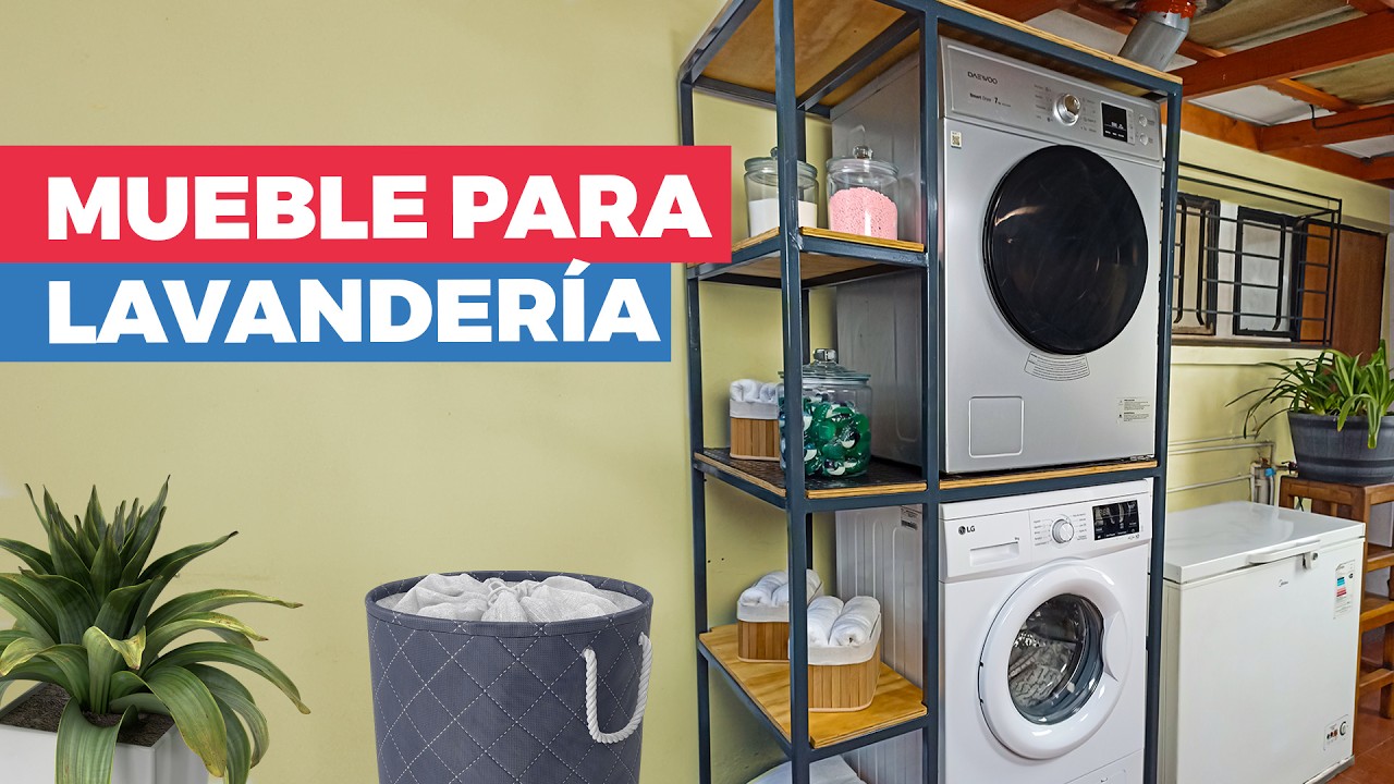 Lavadora y secadora en columna  Lavadora y secadora, Armario de  lavandería, Mueble para lavadora