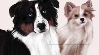 Nena And Maya - Dog Illustration - Drawing Timelapse - Angela Romero
