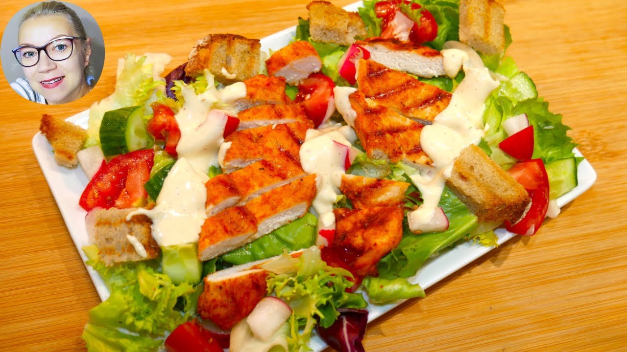 Pyszna sałatka z kurczakiem a'la Cezar. Szybko i smacznie. Polecam diabetykom. Becia gotuje-poleca.