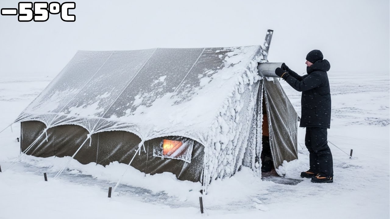 −55°C Against the Cold | Off-Grid Winter in a Hot Tent