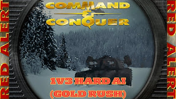 Command And Conquer Red Alert Skirmish 1v3 Hard (Map: Gold Rush) RTS Allied Gameplay PC
