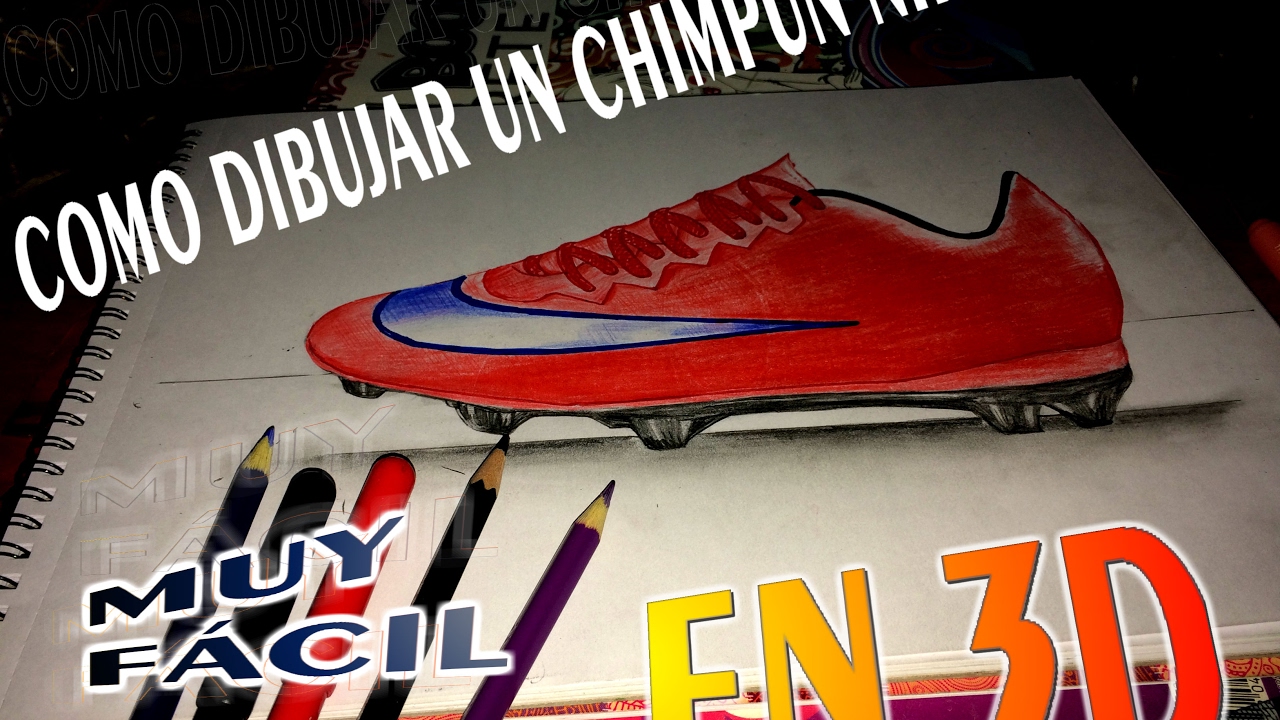 Como dibujar un chimpun (botin) de fútbol 3D - YouTube