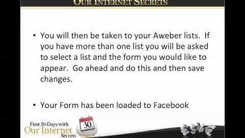 Day 11- Intro How to Add Aweber Form to Facebook