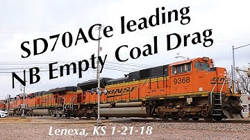 SD70ACe leading NB Empty Coal Drag on Fort Scott Sub in Lenexa, KS 1-21-18