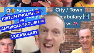 BRITISH ENGLISH 🇬🇧 vs AMERICAN ENGLISH 🇺🇸 Vocab - FOOD, SPORTS, SCHOOL, CARS & CITY.  (Ko Pete)