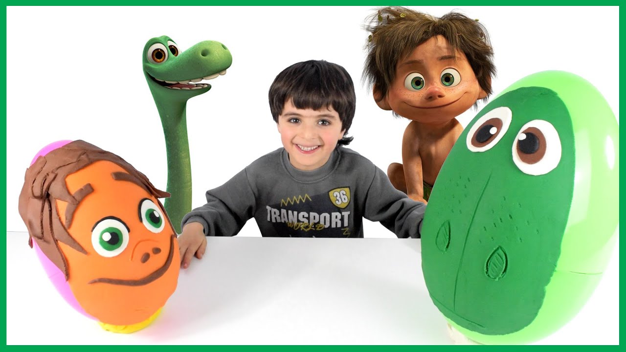 THE GOOD DINOSAUR MOVIE GIANT SURPRISE EGG Easter Spot and Arlo Play ...