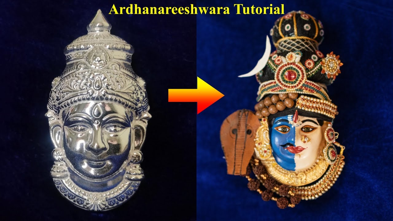 Как нарисовать лицо Ардханаришвары | Процесс росписи и украшения | Простой урок по декорированию