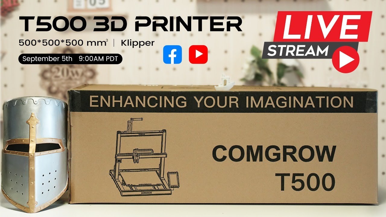 ⁣NEW RELEASE - Comgrow T500 3D Printer: 500*500*500mm | 7'' Klipper Screen | 200mm/s Printing Speed