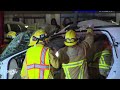 Driver Trapped, Extended Extrication, SUV into Back of Tow Truck | DOWNEY, CA