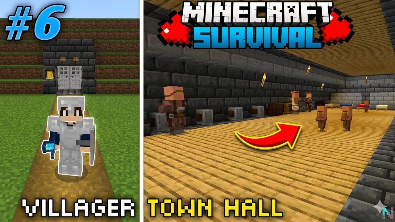 I MADE A GIANT TOWN HALL FOR VILLAGERS! 🏛️ | Minecraft Survival Series ...