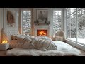 Warm winter jazz in the luxurious bedroom with fireplace  jazz background music for work study